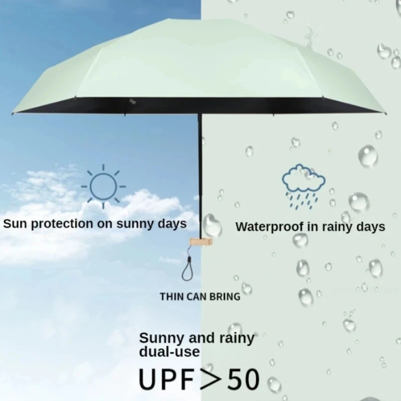 Mini Sun Umbrella Pocket Rain Umbrella Vinyl Folding UV Ultraviolet Protection Sun Shade Pocket Dual Use Umbrella Outdoor Travel thumbnail 6