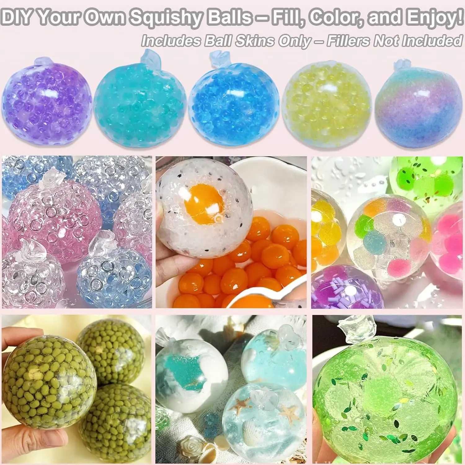 DIY Blank Stress Ball Making Kit Anxiety Relief Toy Handmade Squishy Stress Balls Empty Squeeze Ball Decorative Balls Party Gift thumbnail 3