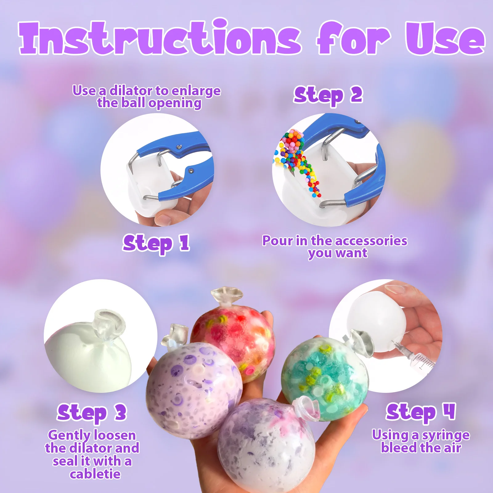 DIY Blank Stress Ball Making Kit Anxiety Relief Toy Handmade Squishy Stress Balls Empty Squeeze Ball Decorative Balls Party Gift thumbnail 5
