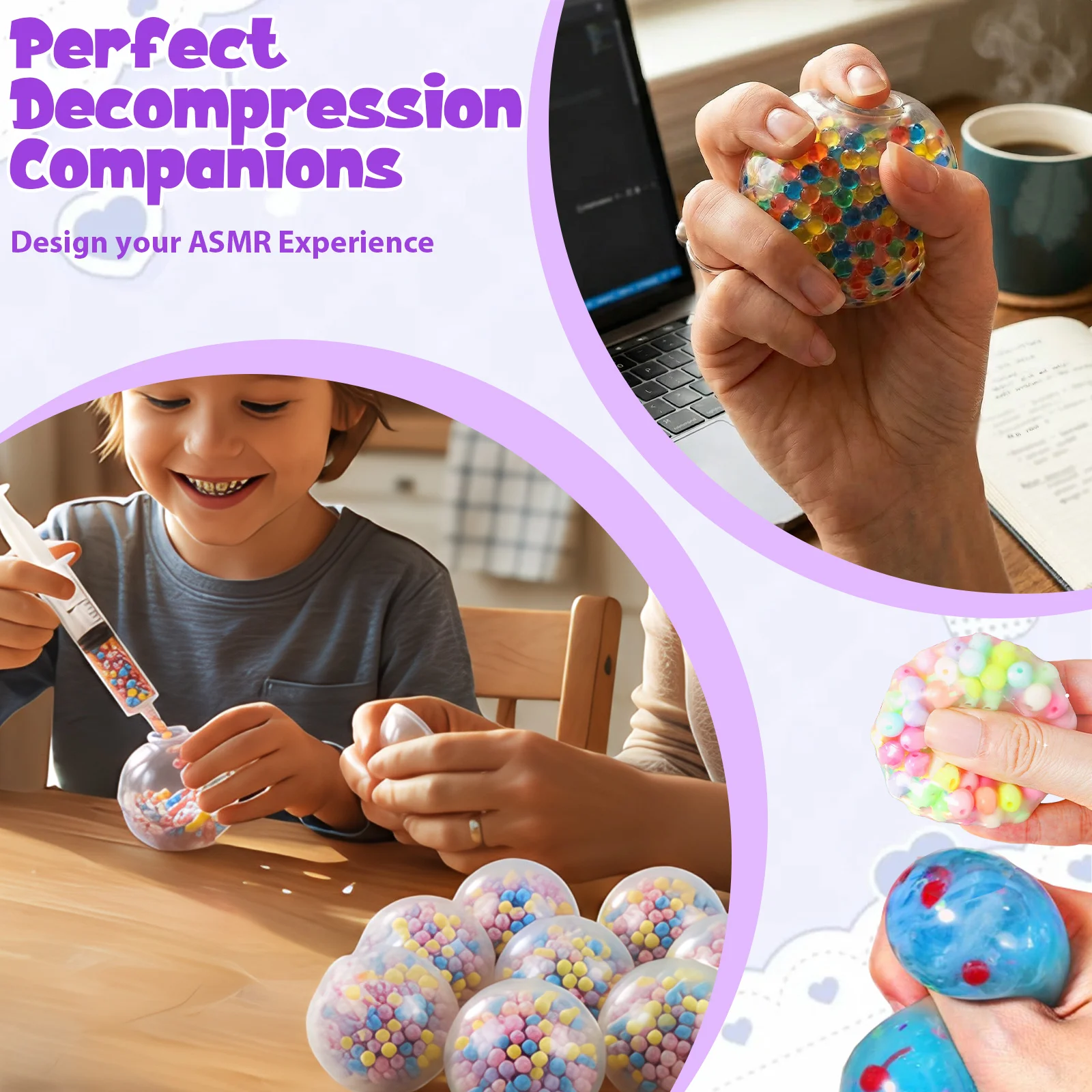 DIY Blank Stress Ball Making Kit Anxiety Relief Toy Handmade Squishy Stress Balls Empty Squeeze Ball Decorative Balls Party Gift thumbnail 2