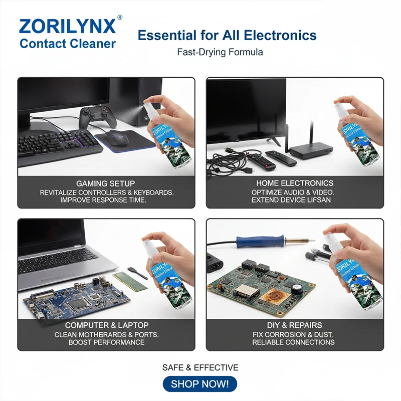 Electronic Contact Cleaner Spray for PCB Circuit Board Precision Instrument Electrical Component Cleaning ZORILYNX 130ml thumbnail 5