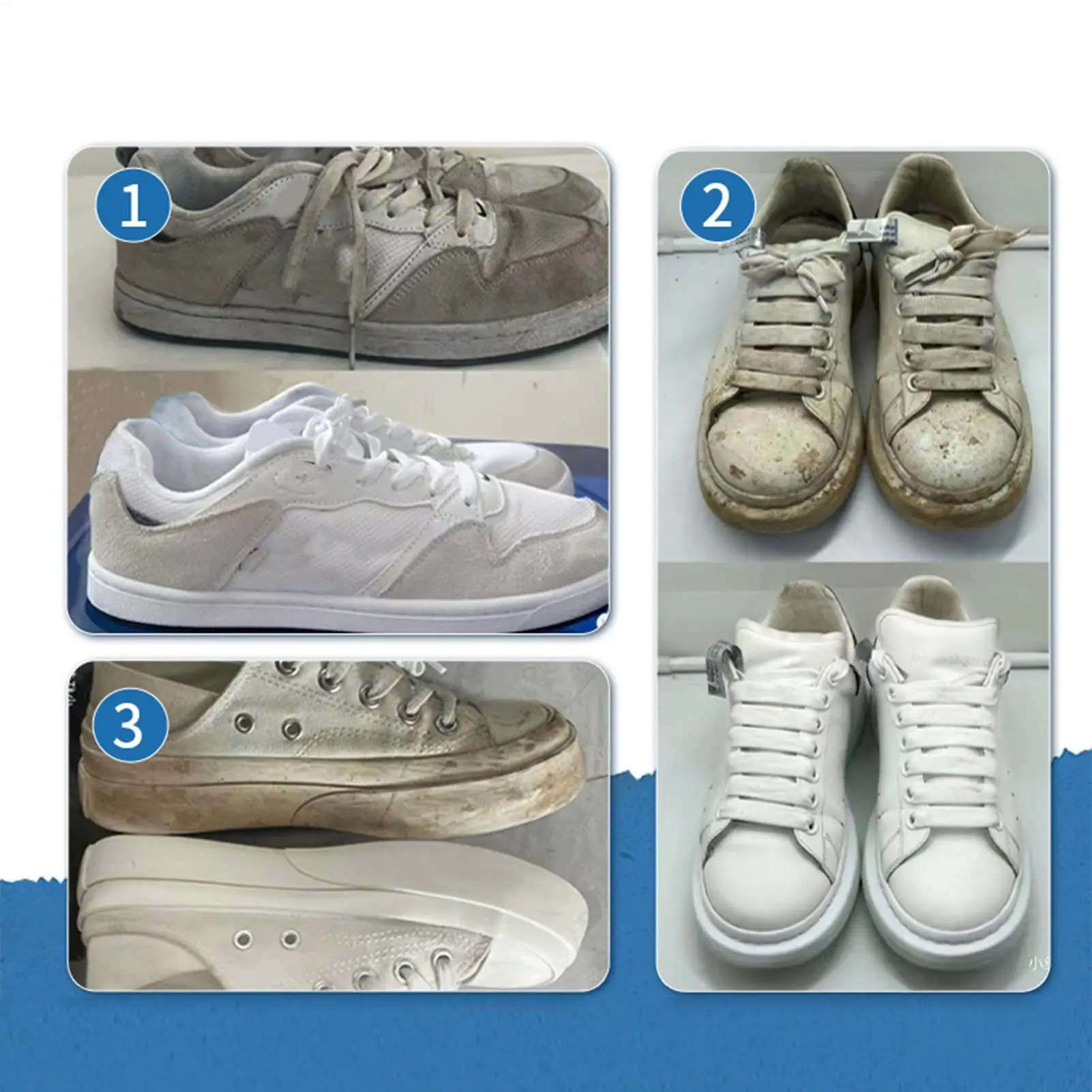 NEW White Shoe Cleaner Long-Lasting Cream With Sponge Nourishing Shoe Cleaning Stain Treater For Rubber Canvas Sole Stain thumbnail 6