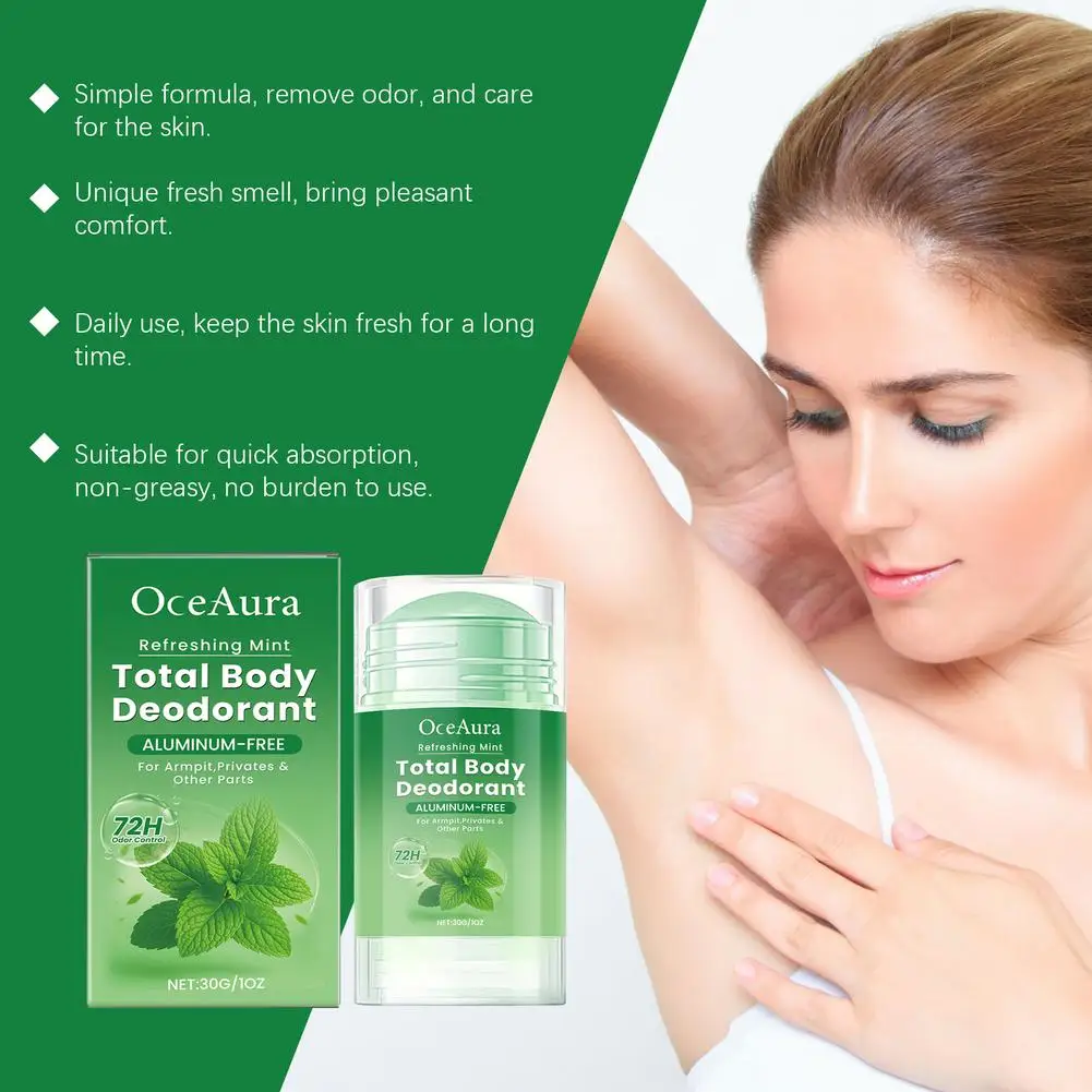 1/2PCS Natural Deodorant Stick For Women Men, Mint Underarm Deodorant Stick Body Odor Remover Lasting Armpit Anti Sweaty Stick thumbnail 6
