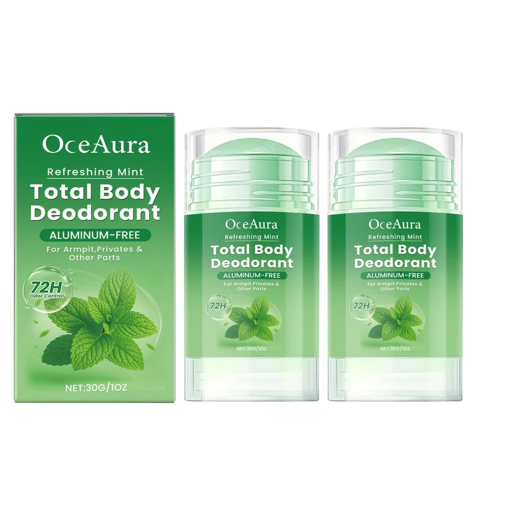 1/2PCS Natural Deodorant Stick For Women Men, Mint Underarm Deodorant Stick Body Odor Remover Lasting Armpit Anti Sweaty Stick