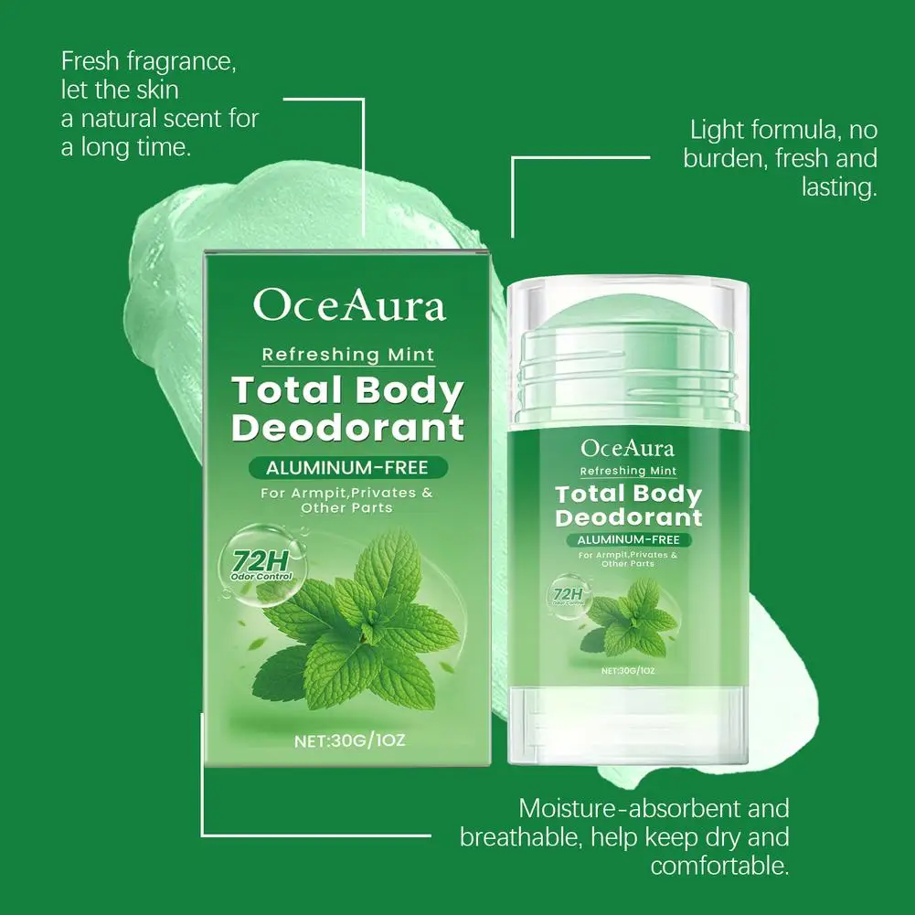 1/2PCS Natural Deodorant Stick For Women Men, Mint Underarm Deodorant Stick Body Odor Remover Lasting Armpit Anti Sweaty Stick thumbnail 3
