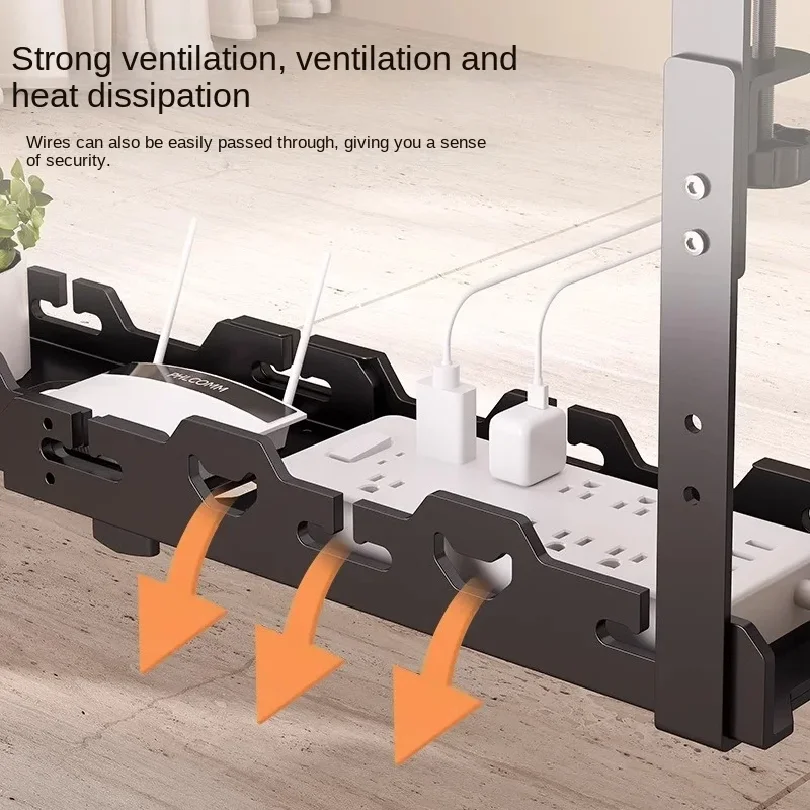Telescopic Under Table Storage Rack Metal Cable Management Tray Home Office Desk Wire Organizer No Punching Storage Accessories thumbnail 3