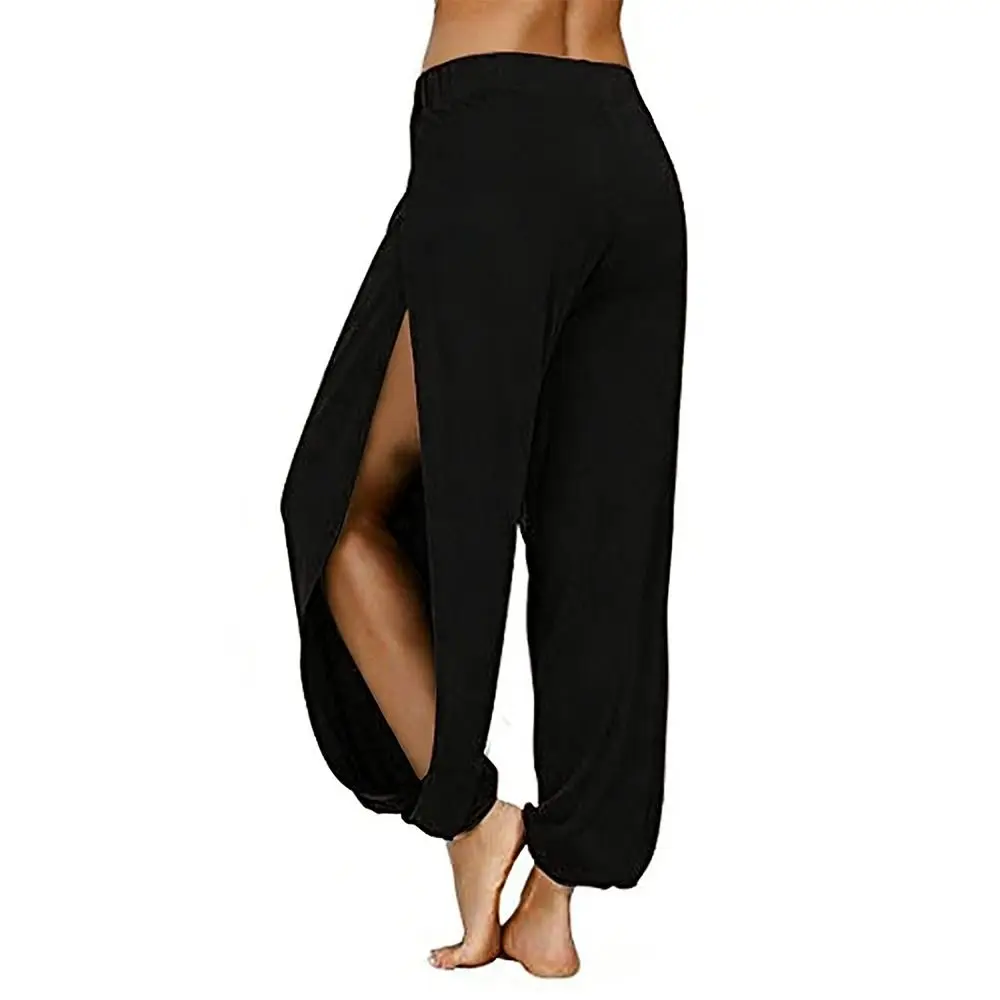 Fashion Hip Hop Harem Pants Side Slit High Waist Wide Leg Trousers Modern Dance Loose Yoga Trousers Dance thumbnail 3