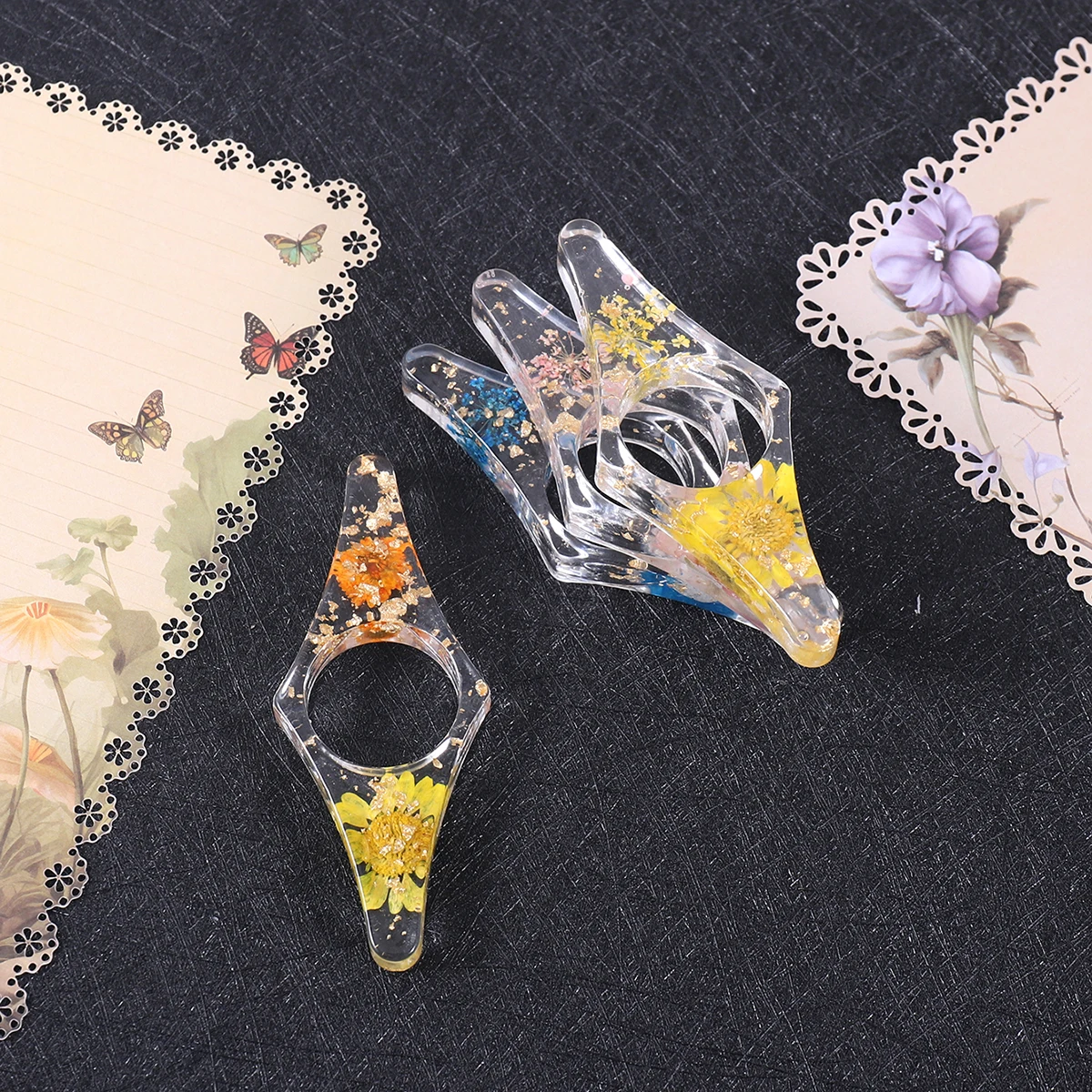 Dried flower Thumb book support, Portable Reading Book For Schools And Students Pressing Books, Back To School Colors Stationery thumbnail 5