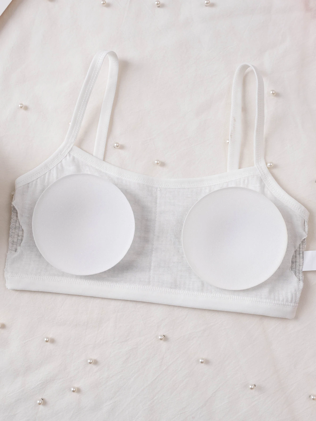 3 pcs girls' training bras, ribbed underwear, comfortable and skin-friendly, with removable pads, wireless, suitable for devel thumbnail 5