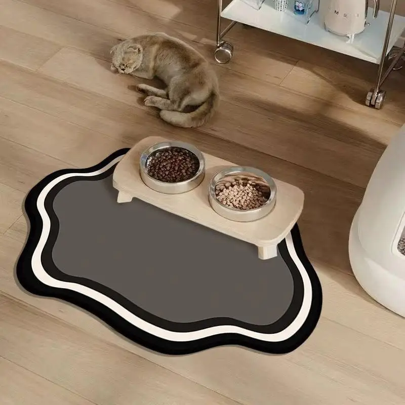 Small Fresh Cloud Style Pet Cat and Dog Diatomaceous Earth Feeding Mat/ Dirt Resistant and Splash Proof Cat and Dog Floor Mat thumbnail 4
