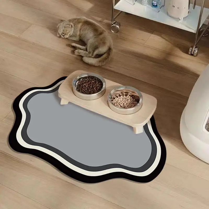Small Fresh Cloud Style Pet Cat and Dog Diatomaceous Earth Feeding Mat/ Dirt Resistant and Splash Proof Cat and Dog Floor Mat thumbnail 2