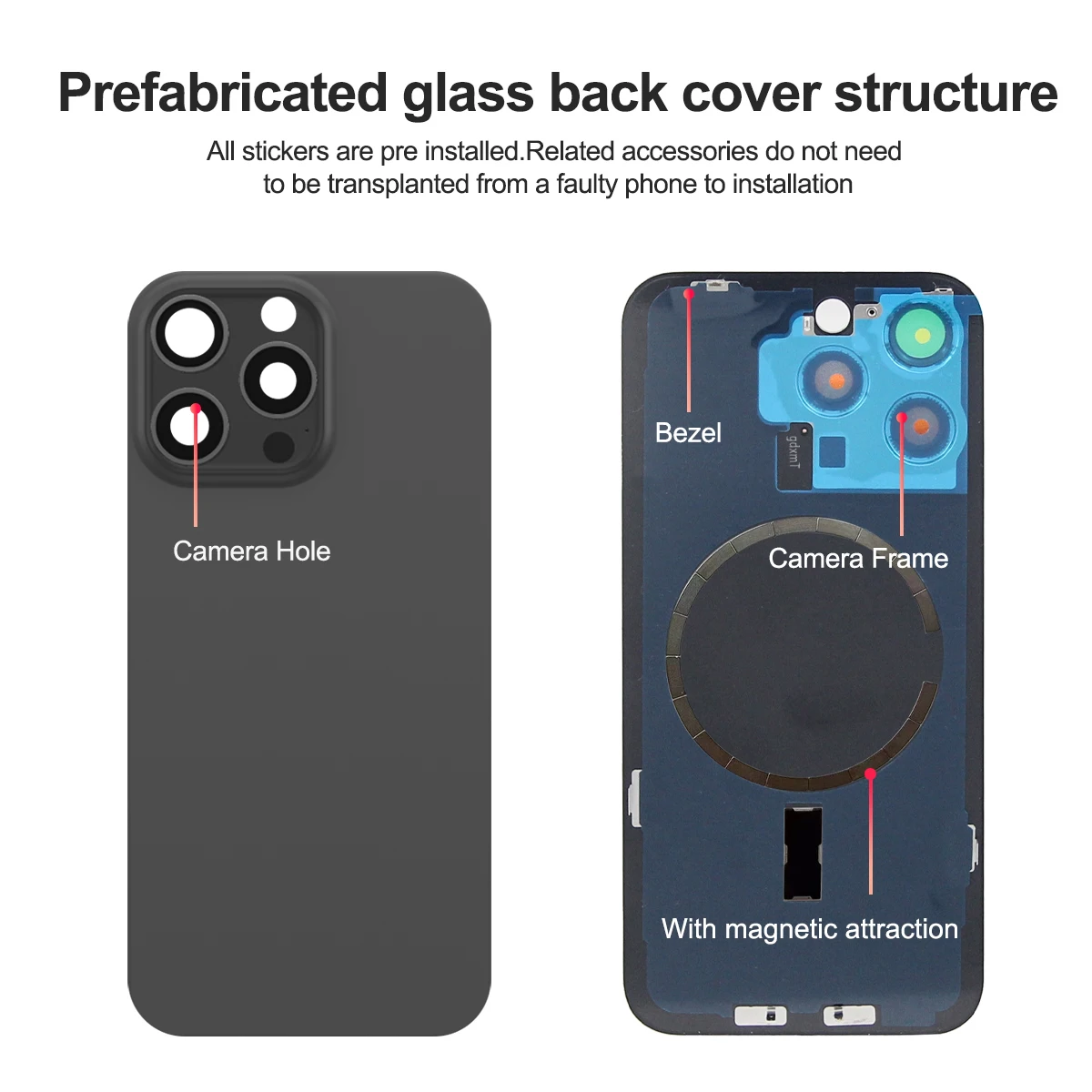 For iPhone 15 Pro Max Glass Battery Cover Rear Door Housing Panel Case Camera Lens Parts For iPhone 15 Pro Battery Cover thumbnail 2