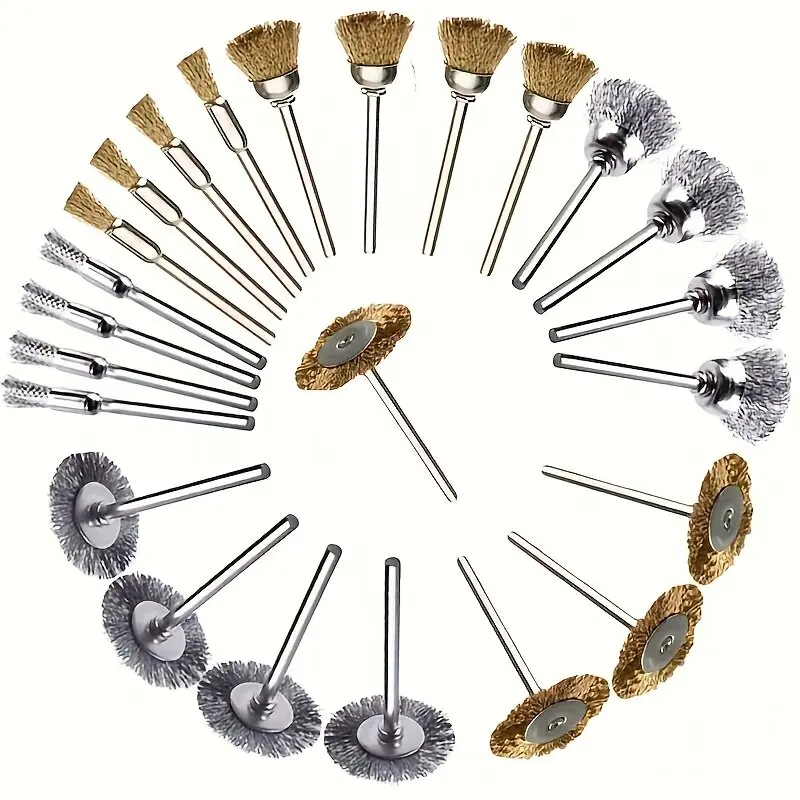 12Pcs Steel Wire Brush Set, 3 Sizes Wire Wheel Brushes, Rotary Tool Accessories