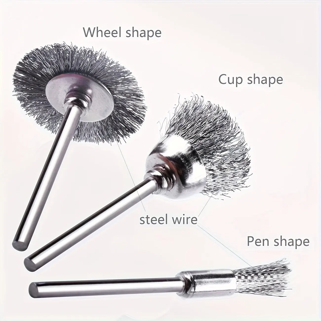 12Pcs Steel Wire Brush Set, 3 Sizes Wire Wheel Brushes, Rotary Tool Accessories thumbnail 5
