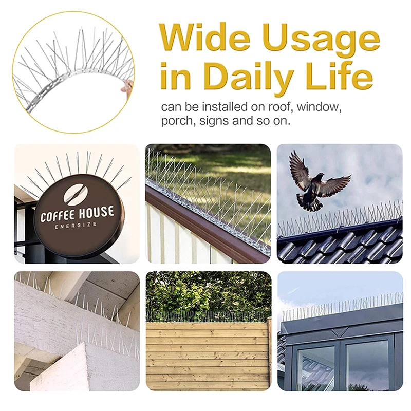 Stainless Steel Pigeon Spikes Bird Repeller Deterrent Traps Anti-bird Repellent Pest Control Garden Balcony Thorn Nail Kit thumbnail 2