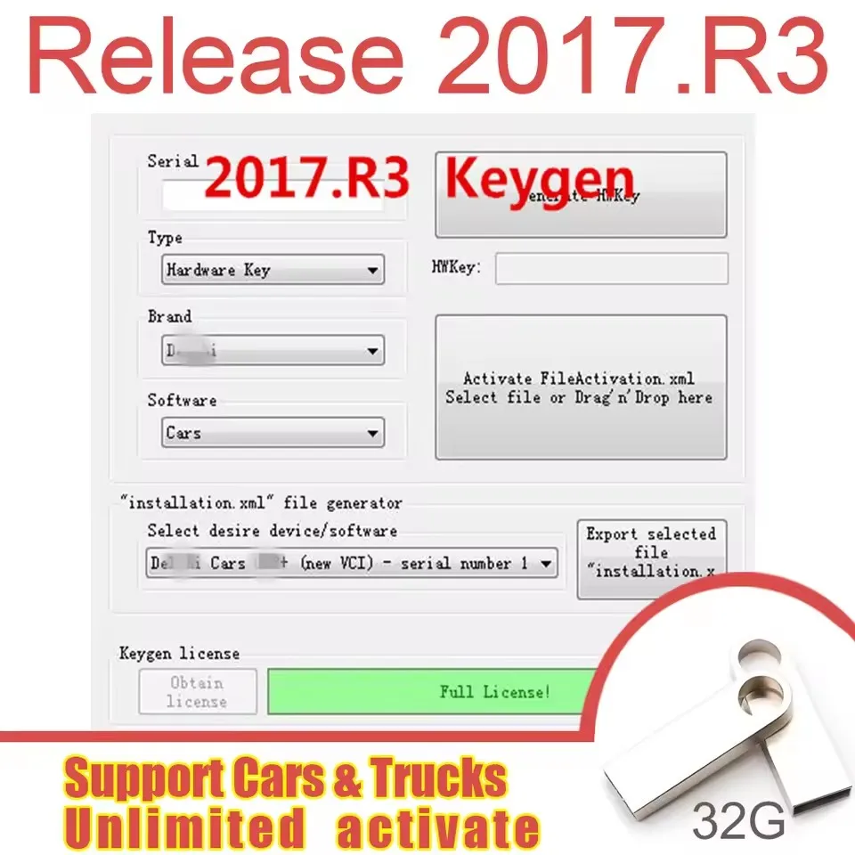 2024 Hot Sale for Delphis 2017 R3 with Keygen forDS150E for Delphis Diagnostic Bluetooth VCI vd obd2 Scanner For Cars and Trucks thumbnail 2