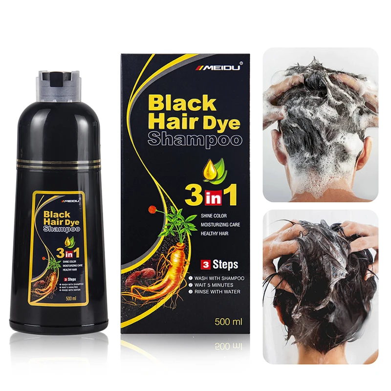3-in-1 Black Hair Dye Shampoo Instant Hair Color Shampoo For Gray Hair Coverage Natural Herbal Permanent Hair Dye For Men Women thumbnail 3