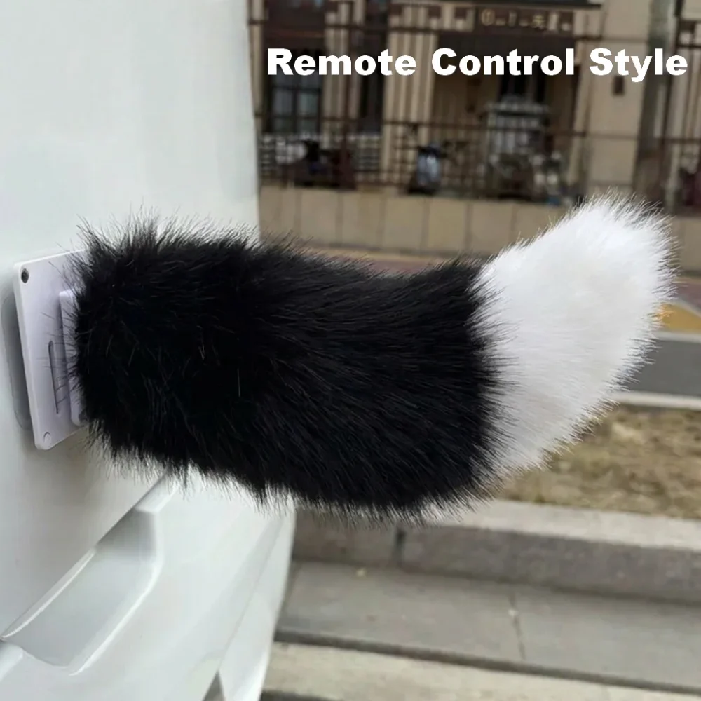Cute Electric Wagging Plush Tail for Car  Remote Control Moving Fox Tail Decoration Universal for Scooter Motorcycle