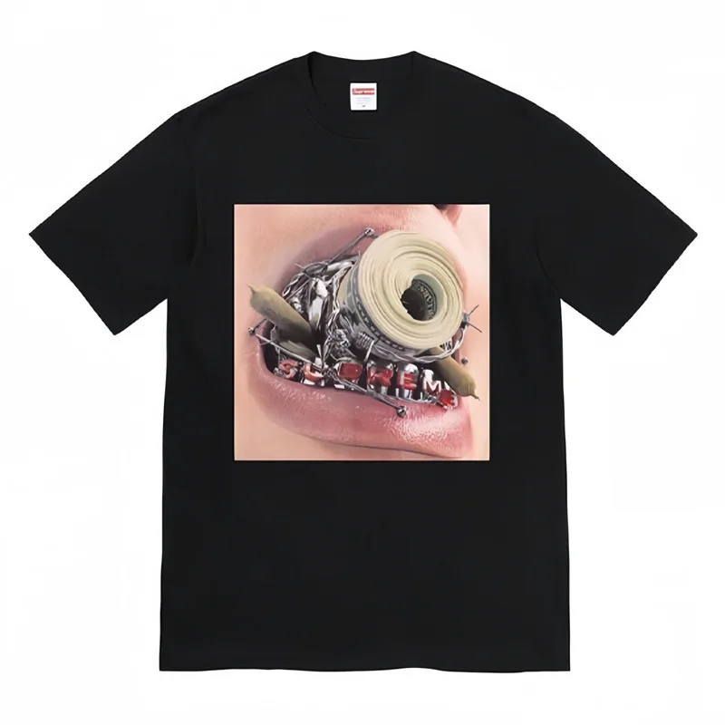 New American BOX Classic Pure Cotton Printed New European and American Men's and Women's Fashion Casual Round Neck Short Sleeve thumbnail 4