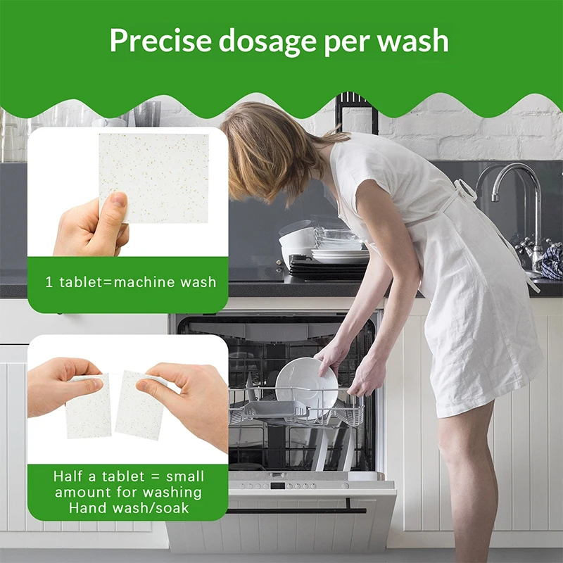 30/100pcs Dishwasher Cleaner Oil Dirt Removal Deodorizer Cleaning Tablet Machines Bowls Kitchen Tool Dishwashing Detergent Sheet thumbnail 2