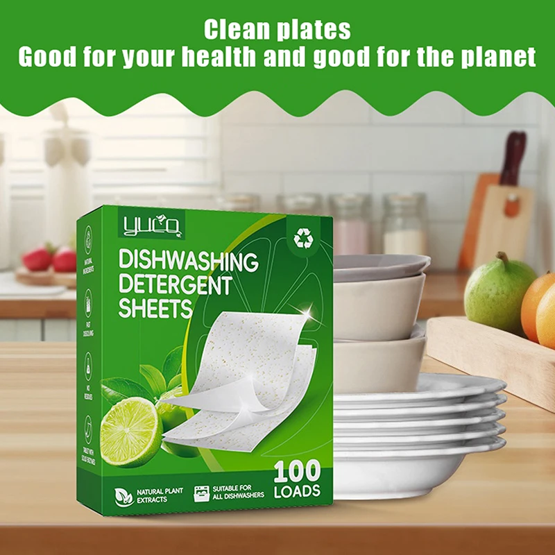 30/100pcs Dishwasher Cleaner Oil Dirt Removal Deodorizer Cleaning Tablet Machines Bowls Kitchen Tool Dishwashing Detergent Sheet thumbnail 5