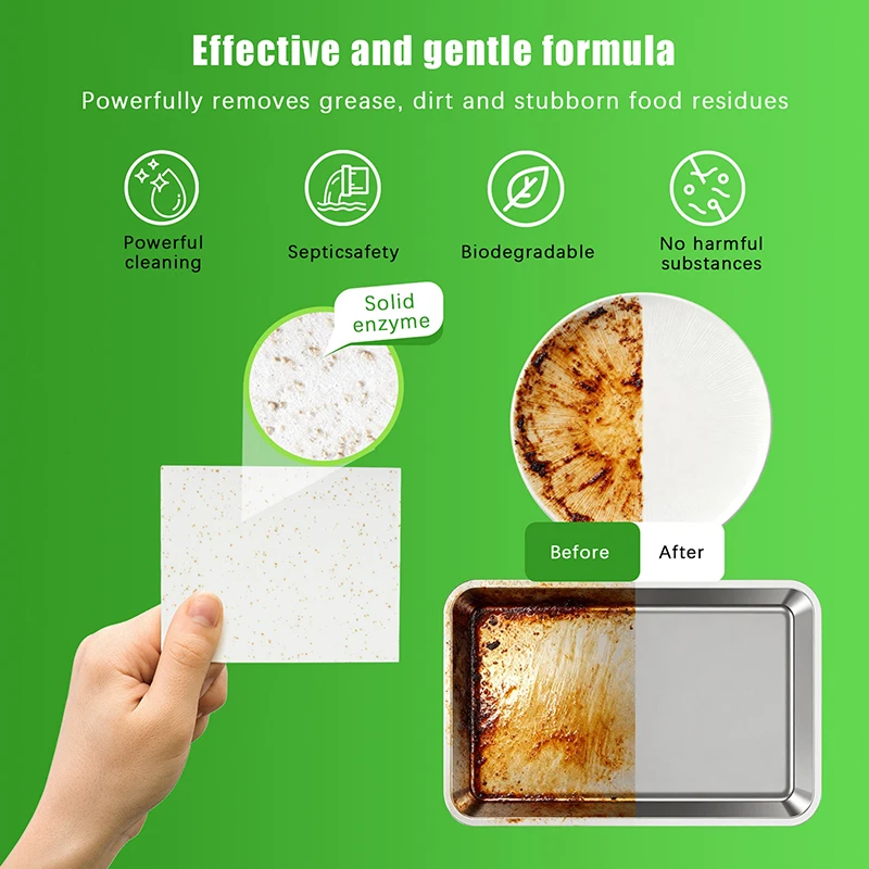 30/100pcs Dishwasher Cleaner Oil Dirt Removal Deodorizer Cleaning Tablet Machines Bowls Kitchen Tool Dishwashing Detergent Sheet thumbnail 4