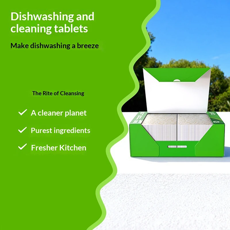 30/100pcs Dishwasher Cleaner Oil Dirt Removal Deodorizer Cleaning Tablet Machines Bowls Kitchen Tool Dishwashing Detergent Sheet thumbnail 6