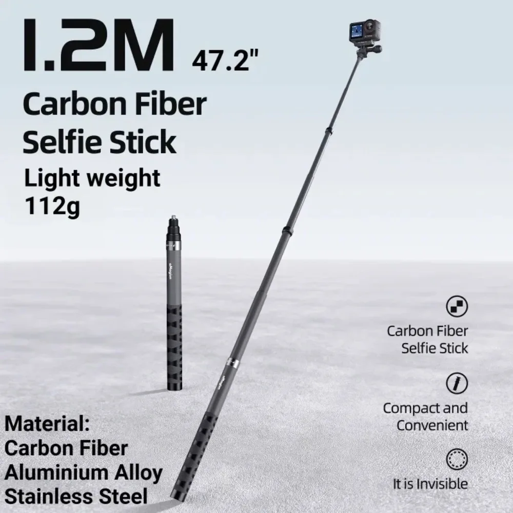 aMagisn 3M / 1.2M Invisible Selfie Stick Carbon Fiber Extended Freely Retractable For Gopro Max / Insta360 X3 X4 X5 /DJI Osmo360 thumbnail 3