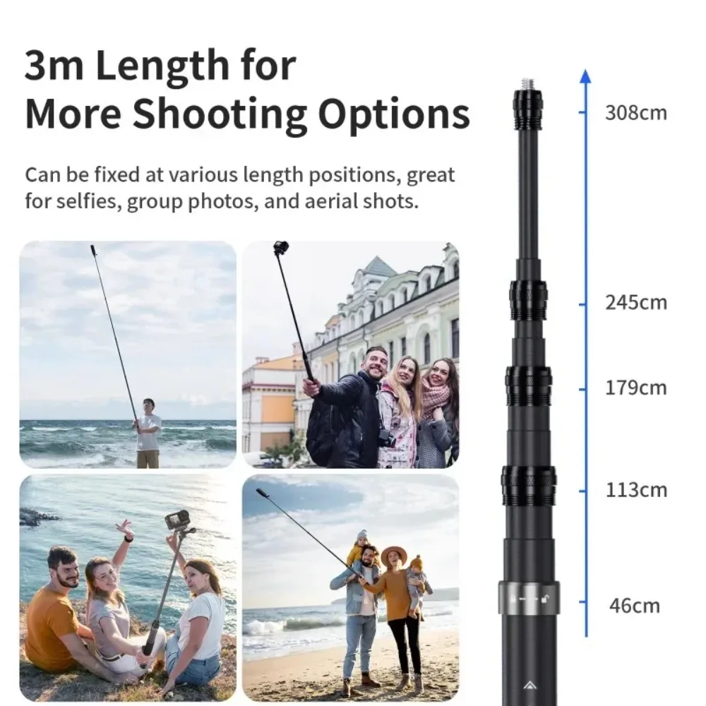 aMagisn 3M / 1.2M Invisible Selfie Stick Carbon Fiber Extended Freely Retractable For Gopro Max / Insta360 X3 X4 X5 /DJI Osmo360 thumbnail 2