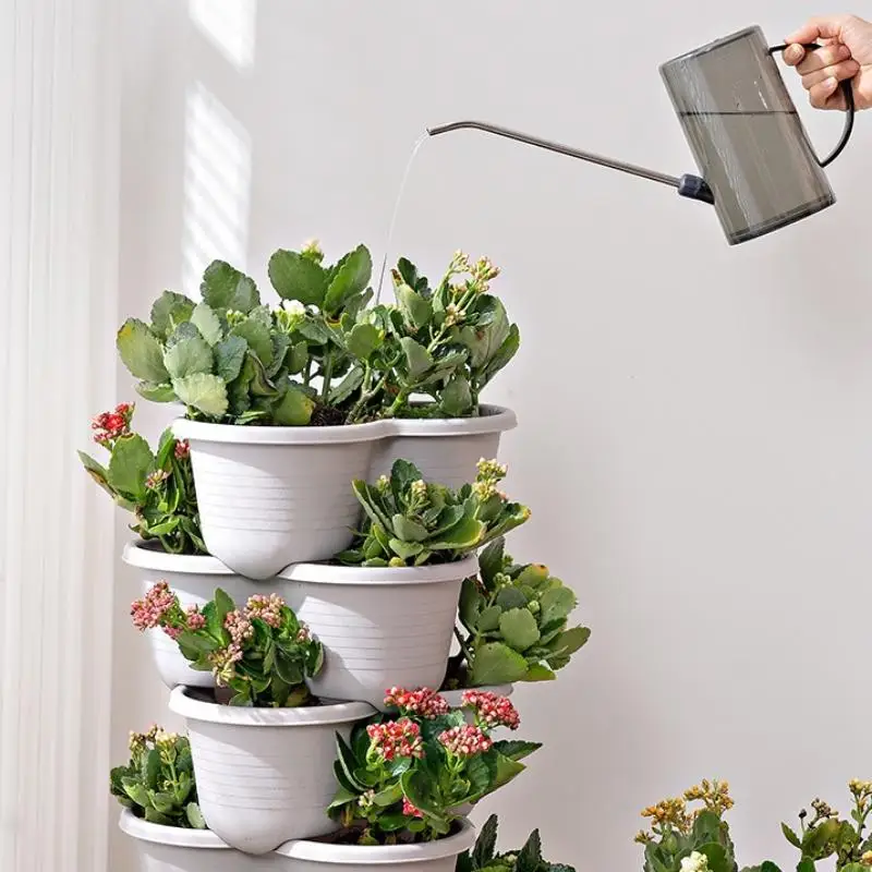 New Vertical Tower Stackable Flower Pot Plastic Multi-layer Garden Planter Tower For Strawberry Vegetable Frame Grow thumbnail 6