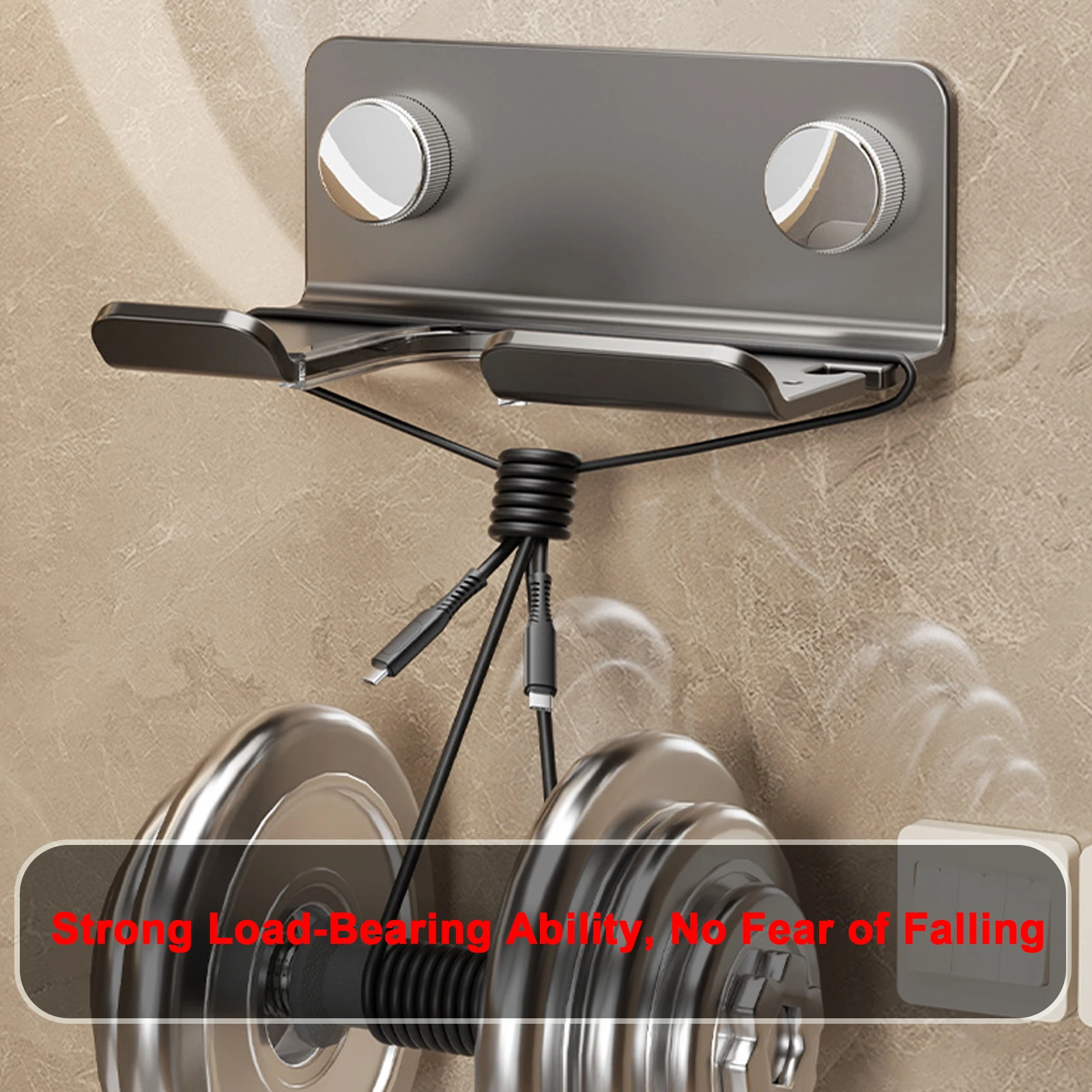 Patch-Type Adhesive Hair Dryer Holder Wall Mounted, Hair Straightener & Dryer Stand, Bathroom Organizer Shelves thumbnail 6