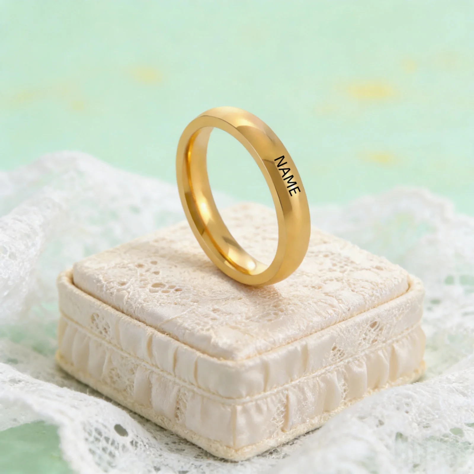 Customized Name Text Pure Smooth Surface Ring Stainless Steel 3.5mm/6mm Width Personalized Couple Ring Valentine's Day Gift thumbnail 4