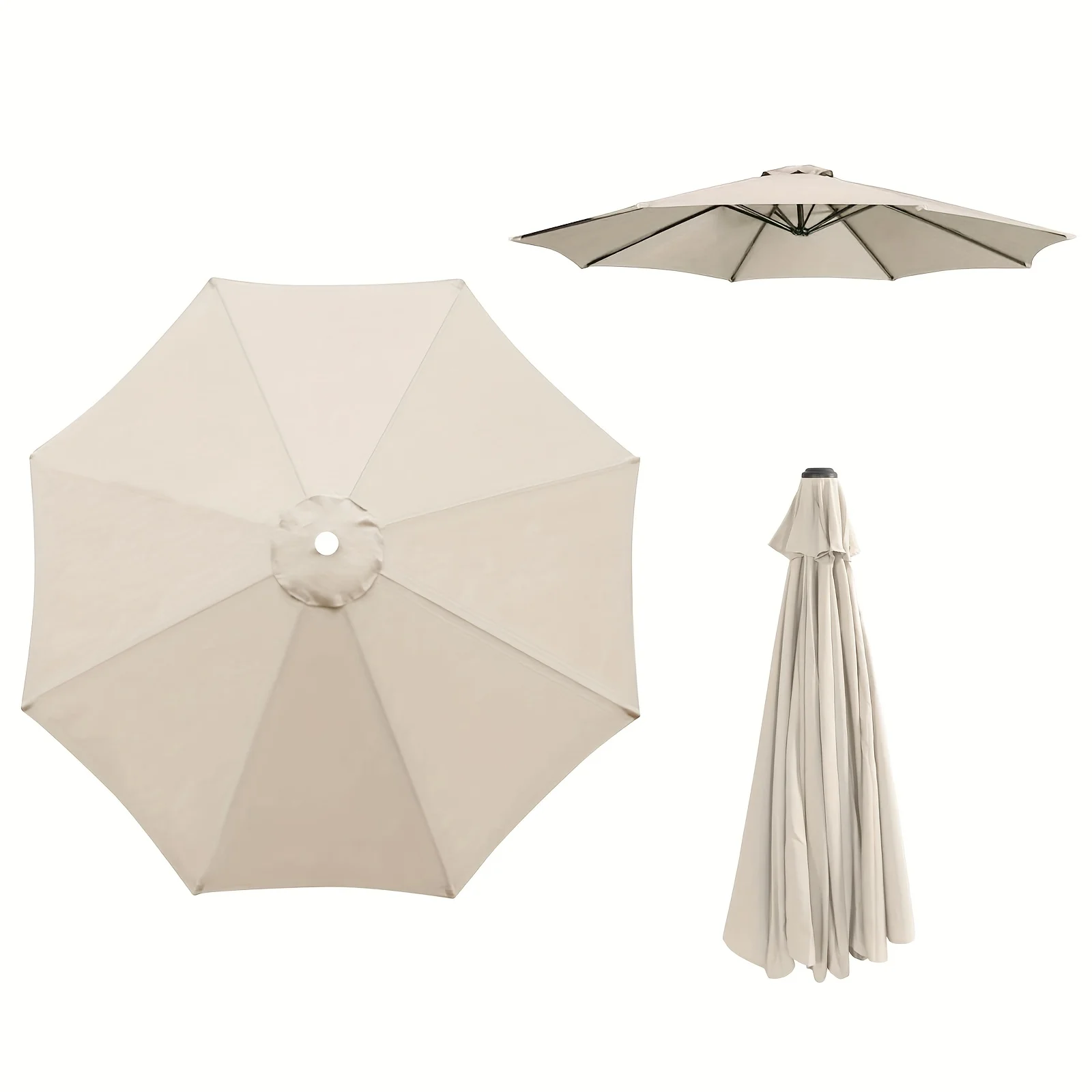 Beige Patio Parasol Replacement Awning Outdoor Table Umbrella Cover for 6-Bone/8-Bone Umbrella Stand (Umbrella Cover Only) thumbnail 5