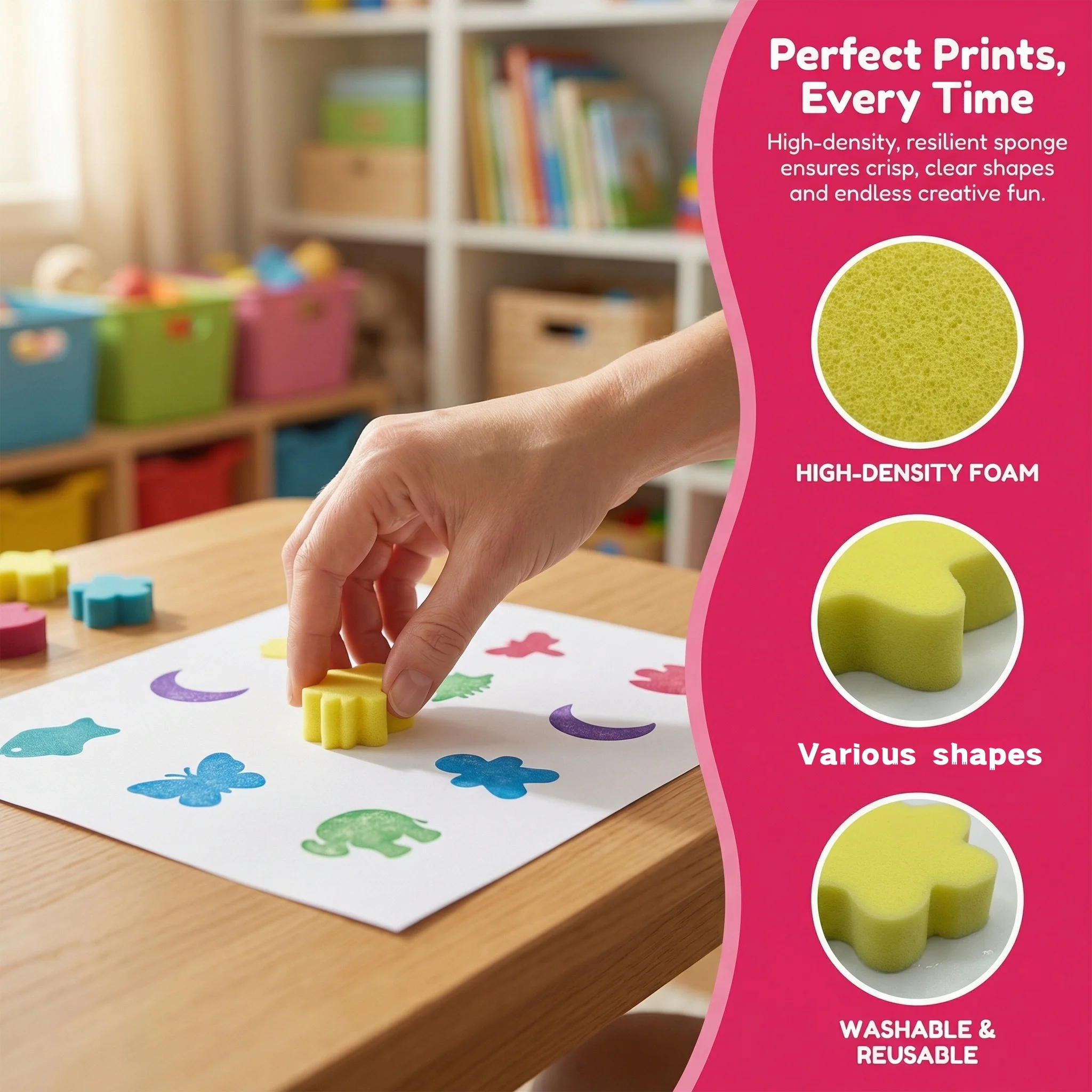 24Pcs Creative Sponge Stamp Set, Painting Craft Stamps for DIY Art, Reusable Foam Drawing Tools for Classroom & Home thumbnail 2