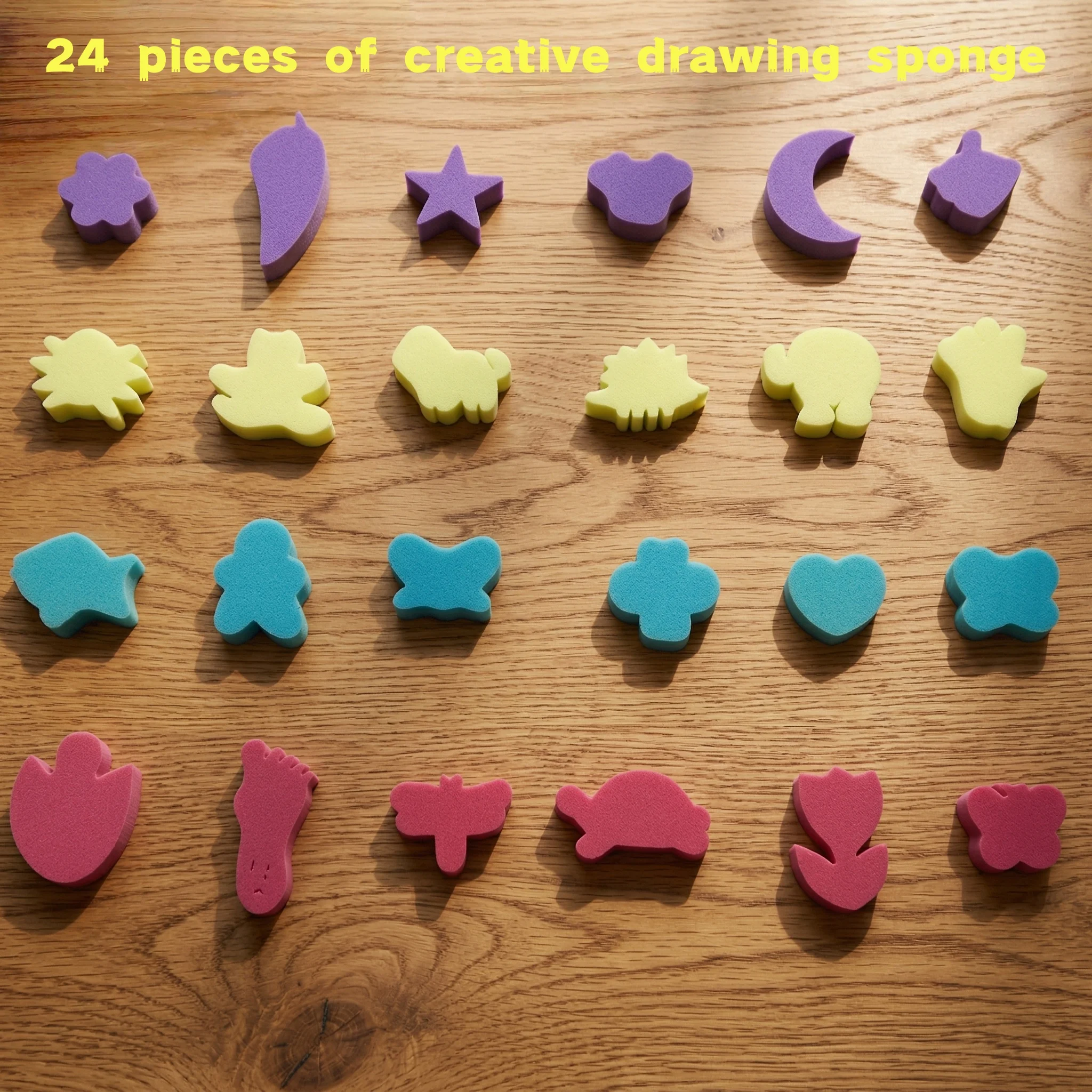 24Pcs Creative Sponge Stamp Set, Painting Craft Stamps for DIY Art, Reusable Foam Drawing Tools for Classroom & Home thumbnail 4