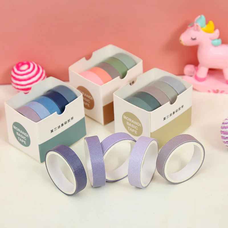 5 Rolls Of Macaron Colored Paper Tape Student Stationery Supplies Scrapbooks Photo Albums Magazines Decorative Tape thumbnail 2
