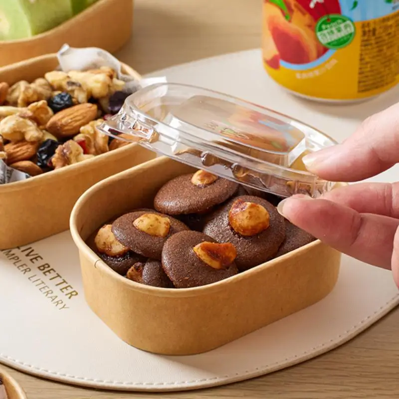New 10PCS/Set Lunch Box Kraft Paper Square Lunch Box Fast Food Packing Boxes Paper Bowls With Lid Household Bento Boxes thumbnail 4