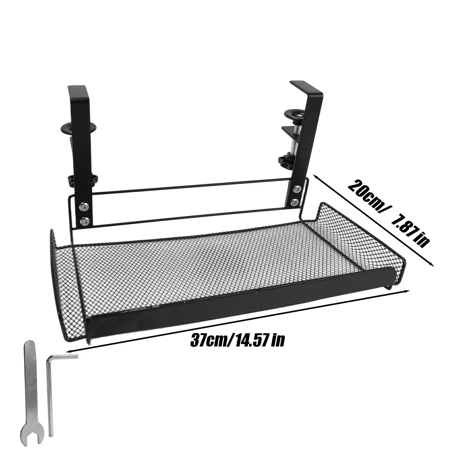Punch-free Under Desk Wire Management Tray Under Desk Metal Cable Organizers for Home Office PC Router Holder No Drill Clamp thumbnail 6