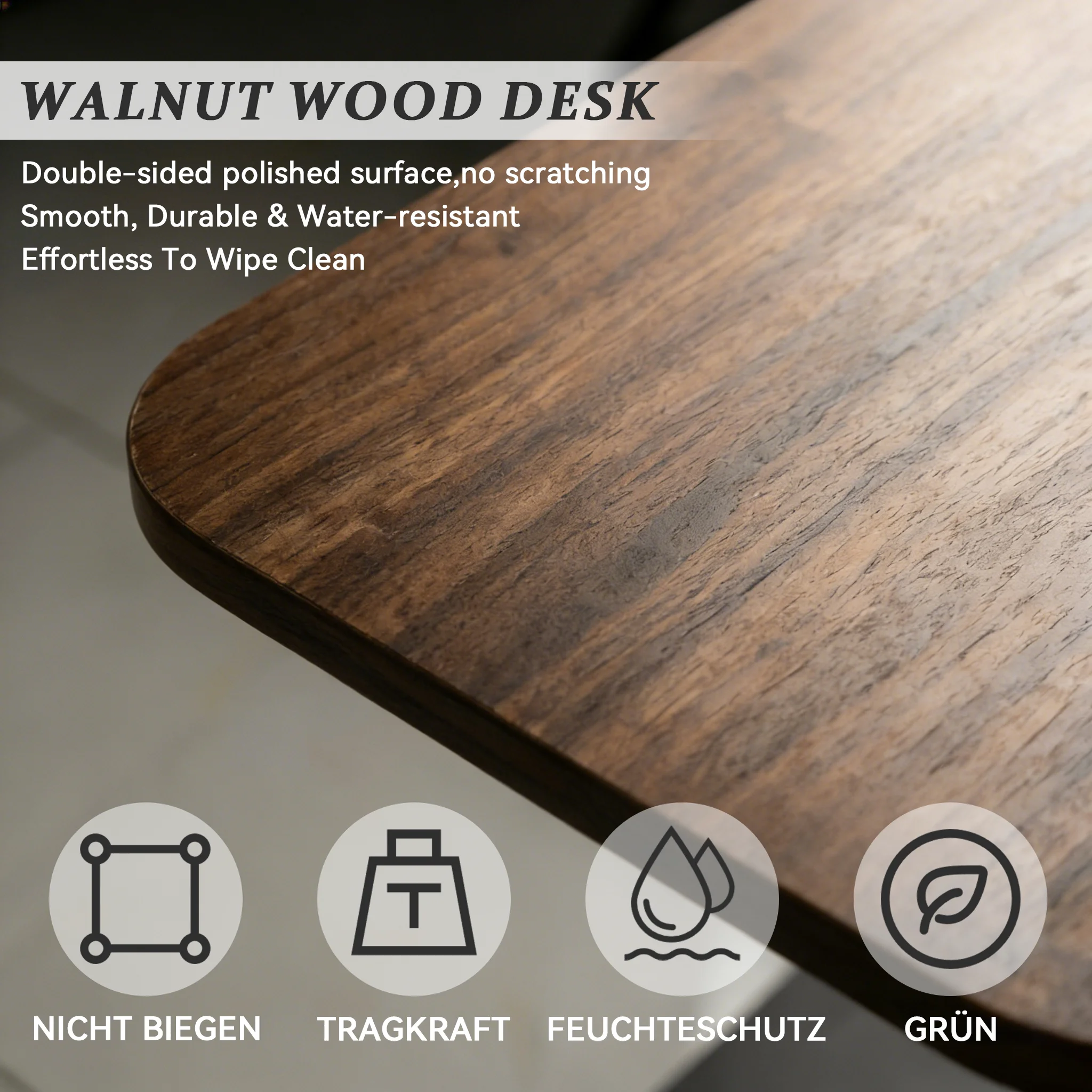 C Shaped Side Table, Height Adjustable 360° Swivel Laptop Desk with Wheels, Space Saving for Living Room Bedroom (Walnut) thumbnail 5