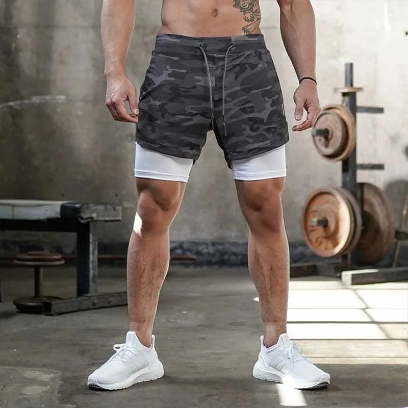 Camo Running Shorts Men Gym Sports Shorts 2 in 1 Quick Dry Workout Training Gym Fitness Jogging Short Pants Summer Men Shorts thumbnail 5