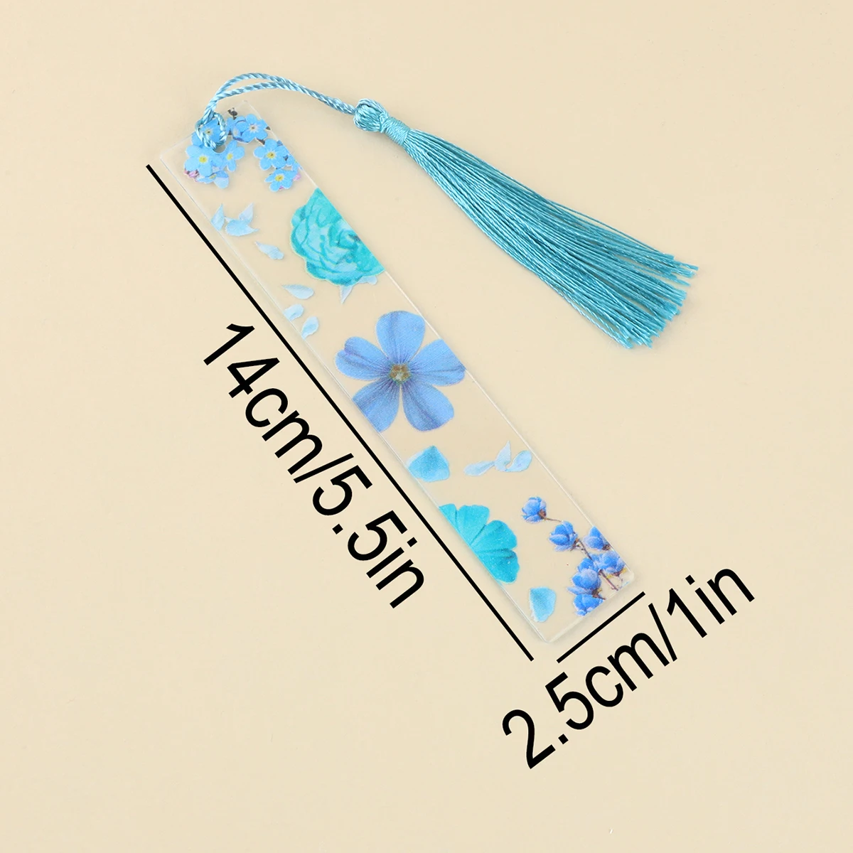 Portable acrylic transparent bookmark, colorful floral pattern reading aid bookmark, bookmark with tassel for marking book pages thumbnail 2