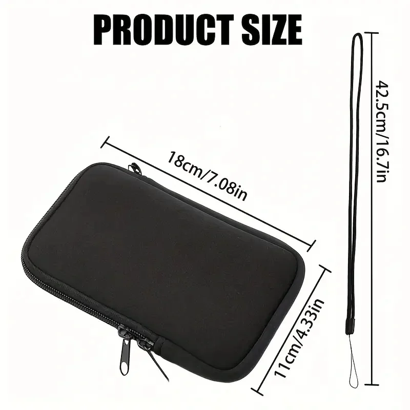 Neoprene Zipper Phone Pouch - Protective Sleeve Case for Various Smartphone Models, Black Travel Portable Storage Bag thumbnail 2