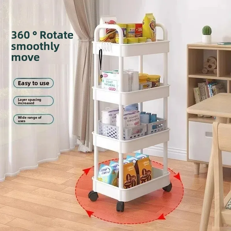 5-layer Kitchen Storage Shelf,mobile Trolley,floor Standing Multi-layer Storage Rack,For Bookshelf,snacks, fruits and Vegetables thumbnail 3