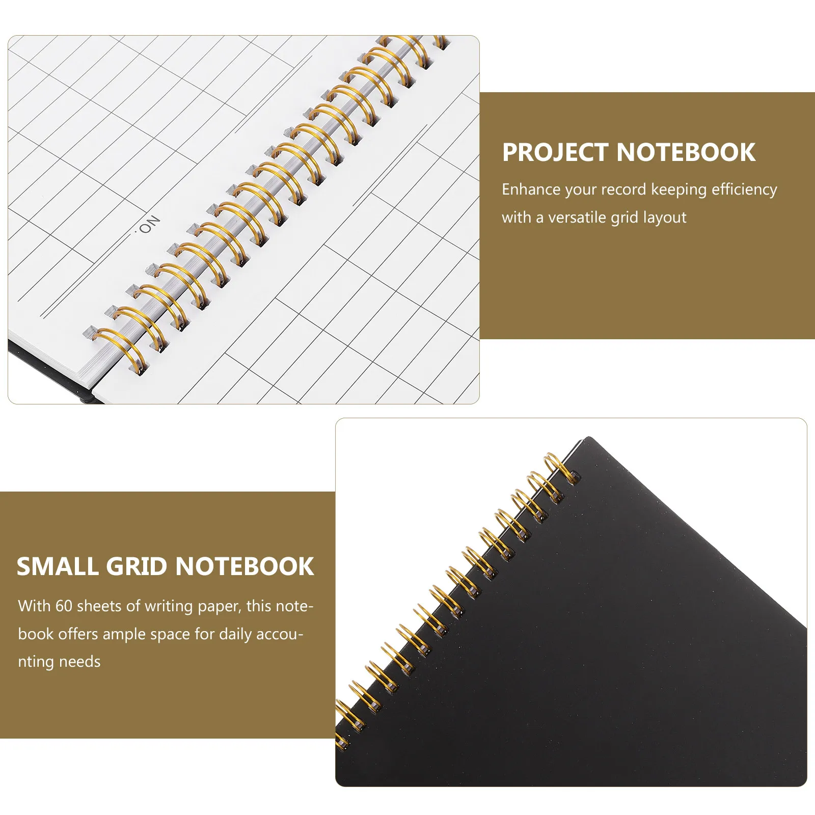 2Pcs Business Accounting Ledger Notebook Portable PP Cover Vertical Horizontal Grid Bookkeeping Record Keeping 60 Pages thumbnail 4