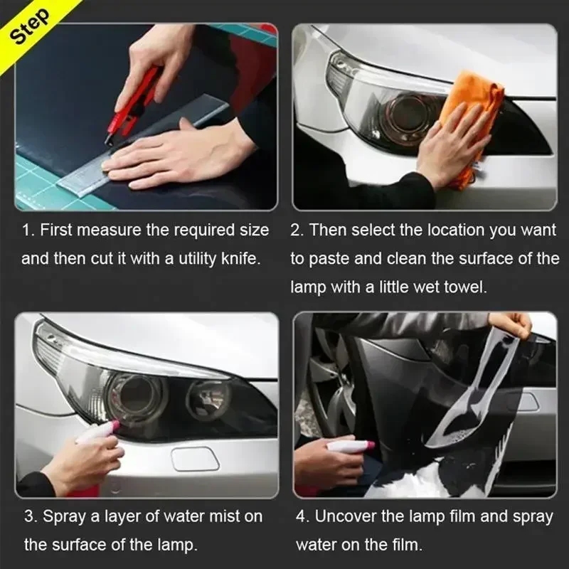 PVC Car Headlight Lamp Film Fog Lamp Sticker 30X60/120/200cm Car Headlight Taillight Wrap Cover Film Foil Sticker thumbnail 6