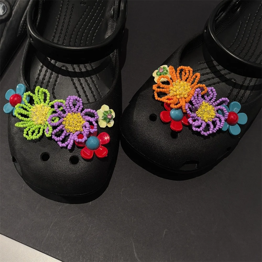 Fashion Ballet Shoe Flowers Set with Buckle Decoration Dopamine Beads Sunflower Shoes Charms Dance Shoe Accessories 1 Set