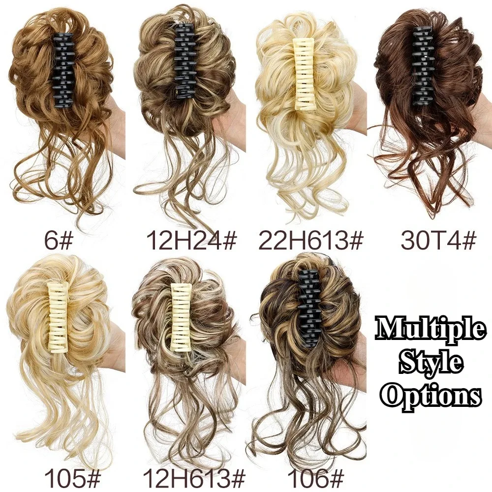 10inch Synthetic Fluffy Short Ponytail Claw Clip Wig Ponytail Extensions Curly Ponytail Ladies Black Brown Hair Clip for Women thumbnail 5