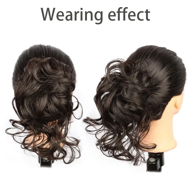 10inch Synthetic Fluffy Short Ponytail Claw Clip Wig Ponytail Extensions Curly Ponytail Ladies Black Brown Hair Clip for Women thumbnail 3