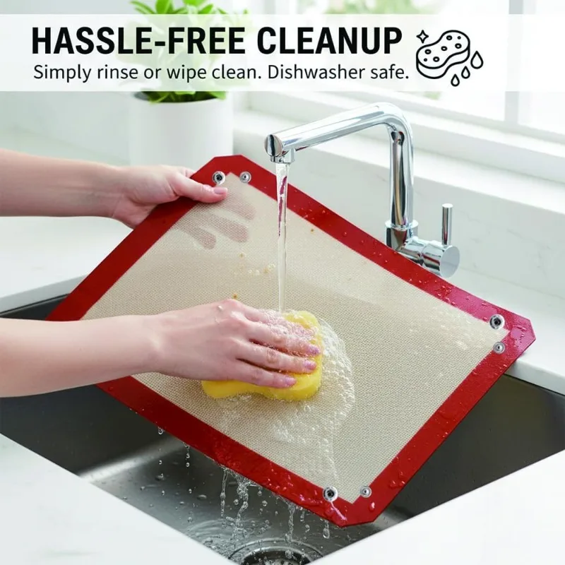 Food Grade Silicone Baking Mat with Buttons, 0.4mm Non-Stick Heat Resistant Oven Liner, Multiple Sizes Reusable Air Fryer Mat thumbnail 5