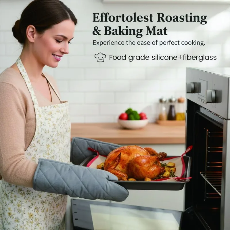 Food Grade Silicone Baking Mat with Buttons, 0.4mm Non-Stick Heat Resistant Oven Liner, Multiple Sizes Reusable Air Fryer Mat thumbnail 3